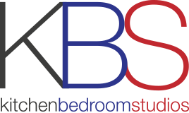 A logo for kbs kitchen bedroom studios is shown