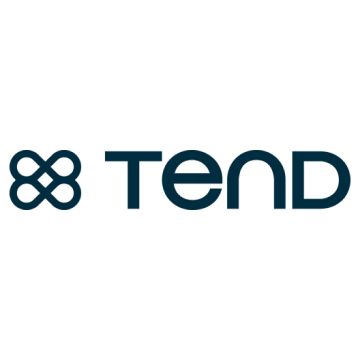 Logo for Tend, a healthcare company. Features a dark teal infinity symbol and wordmark on a white background.
