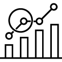 A line drawing of a graph with a magnifying glass.
