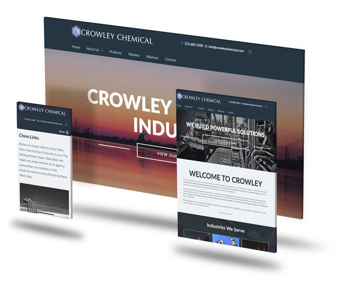 A crowley chemical website is displayed on a white background.