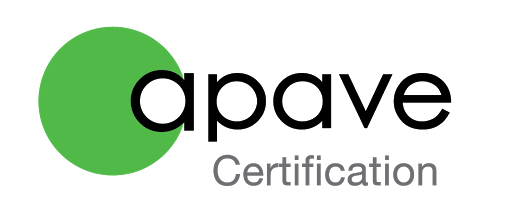Il logo della certificazione apave ha un cerchio verde al centro.
