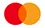 A close up of a red and orange circle on a white background.