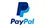 A close up of a paypal logo on a white background