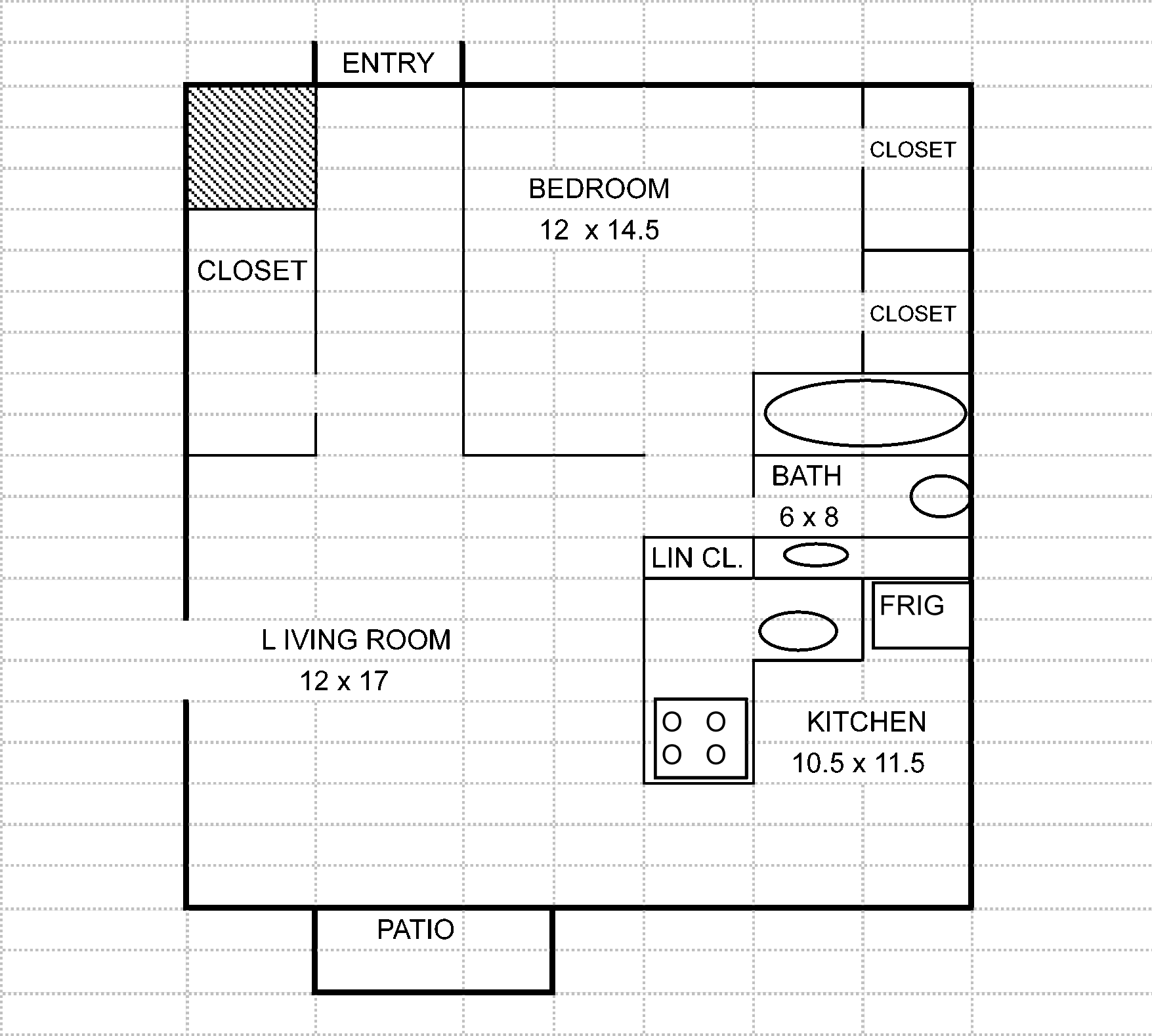 1 Bed, 1 Bath Floor Plan