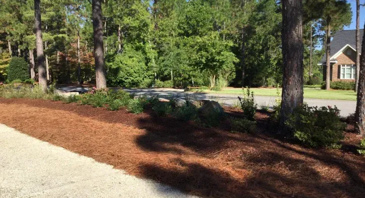 mulch and pine straw installation in pinehurst nc
