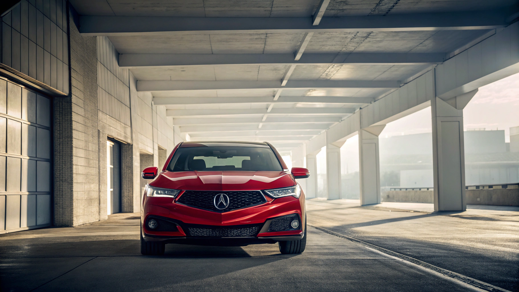 Mid-century modern credenza with a lamp and decorative objects, in a sunlit room.