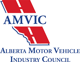 AMVIC logo: Red stylized