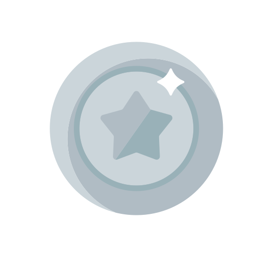 Silver coin with a star.