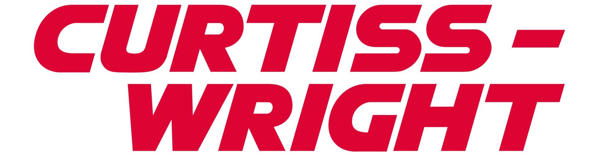 A red logo for curtiss wright on a white background
