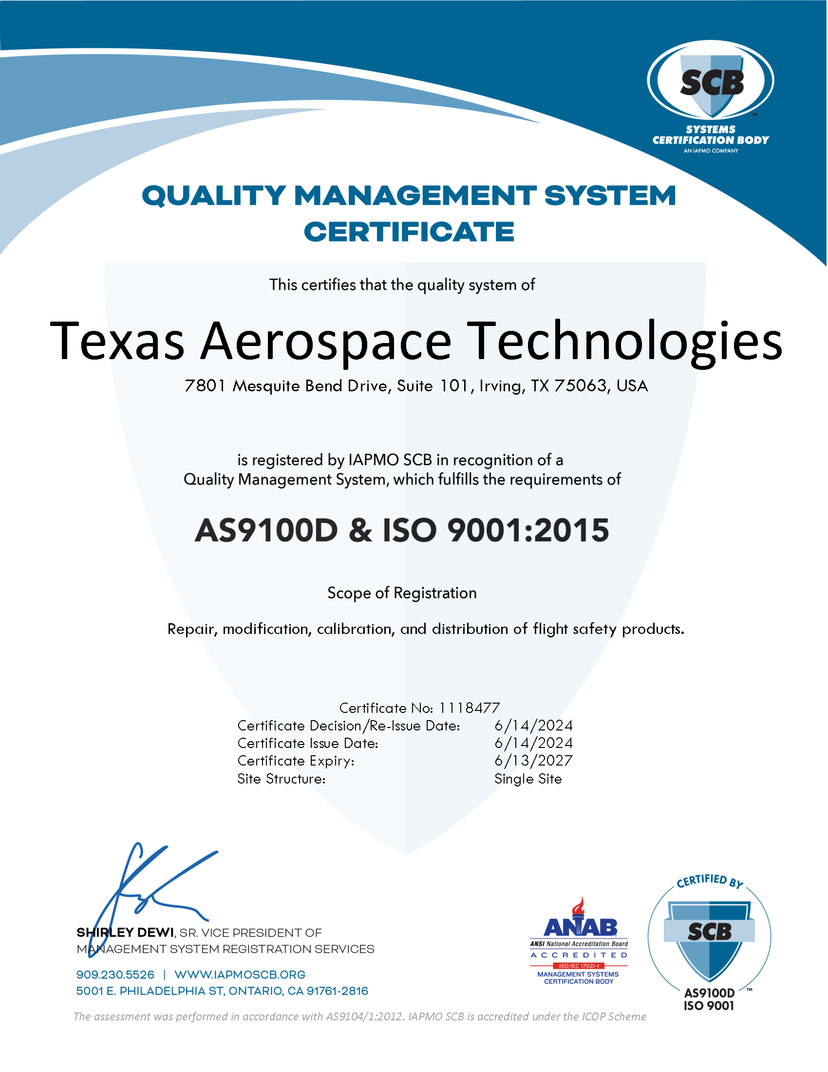 AS9100D & ISO 9001: 2015