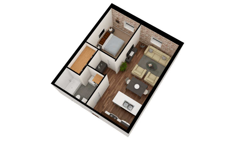 1 bed floor plan