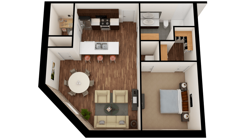 1 bed floor plan