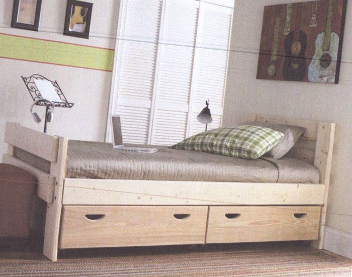wooden bed frame with storage