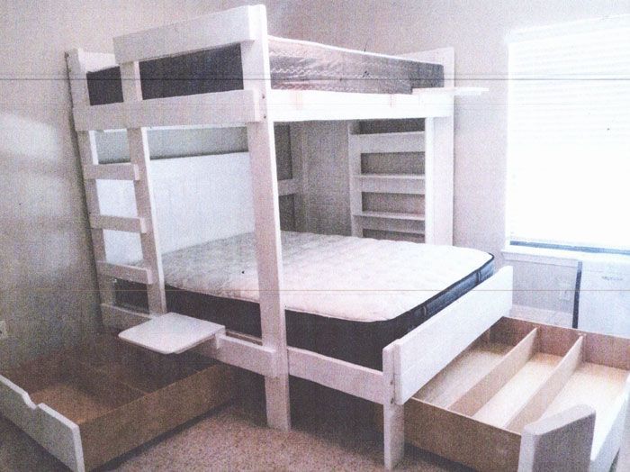 timber bunk bed with storage