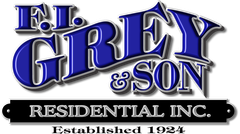 Logo for F.L. Grey & Son Residential Inc., a company, in blue and white. 