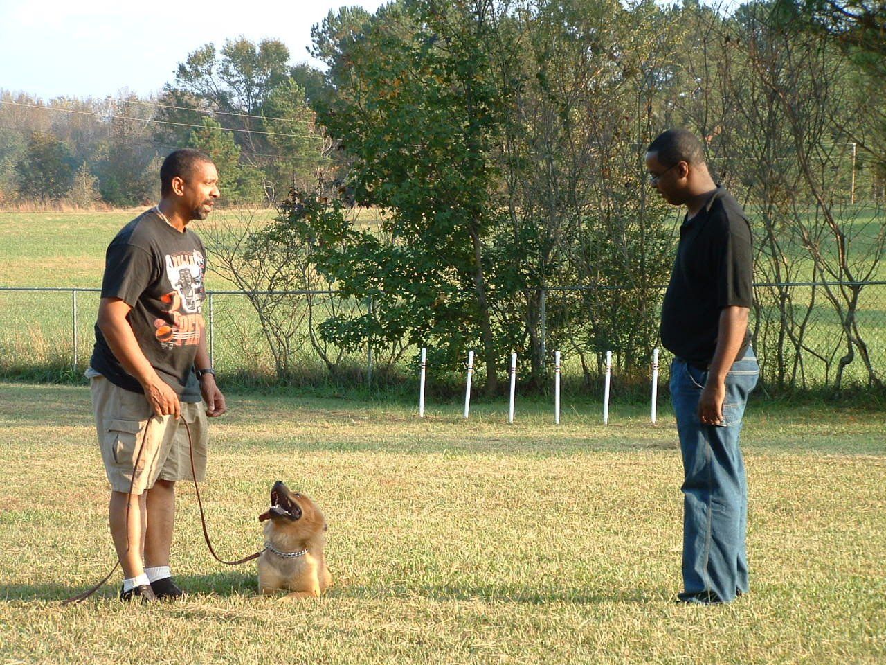 Dog with Trainers — Williamson, GA — Leading Edge Kennels