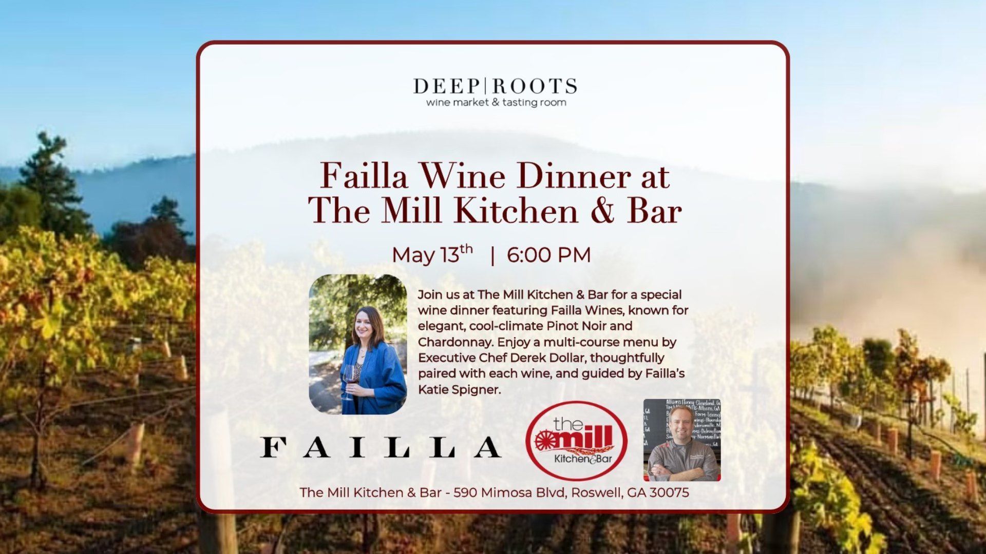 We are pleased to announce a special wine dinner featuring Failla Wines