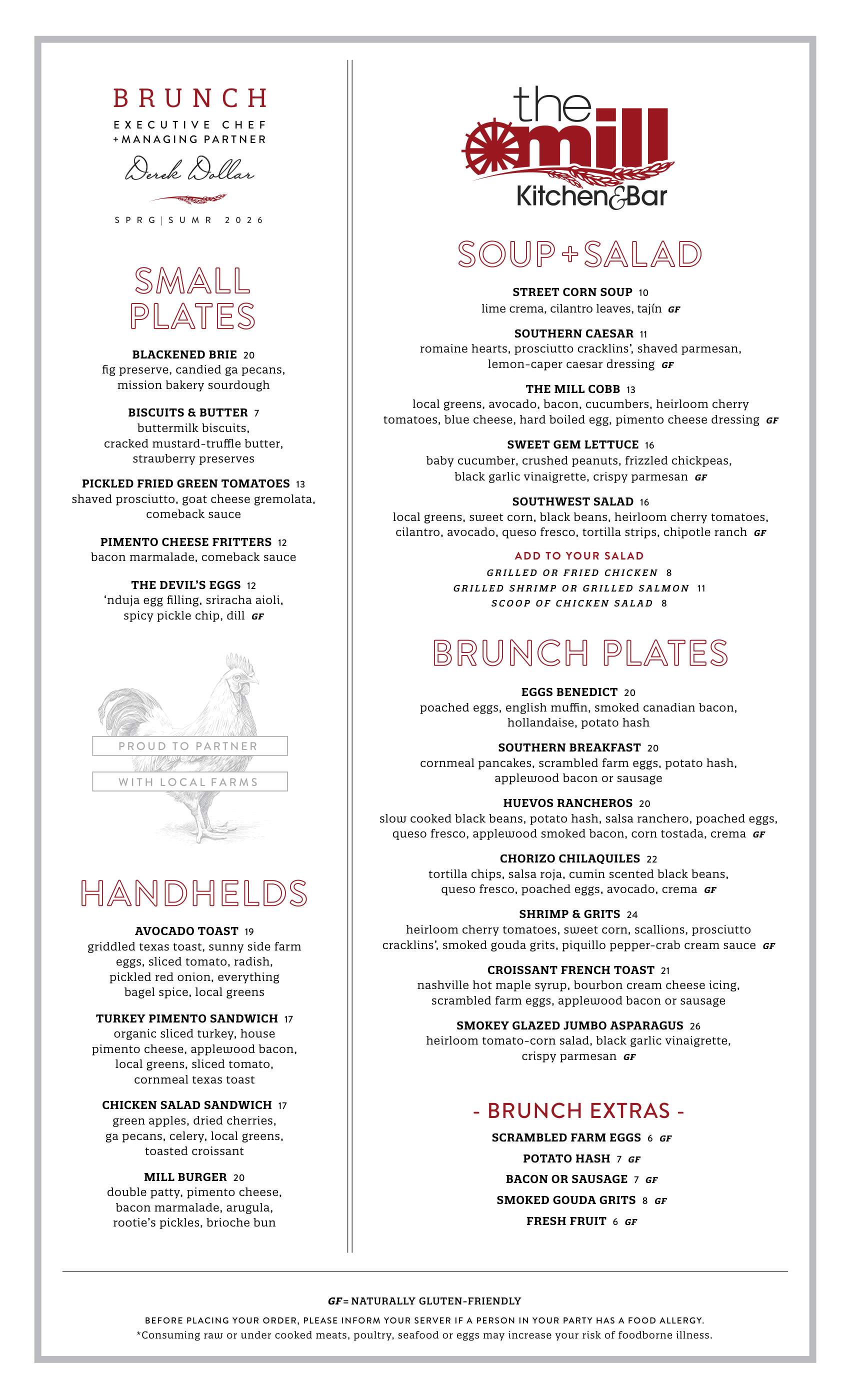 weekend brunch menu