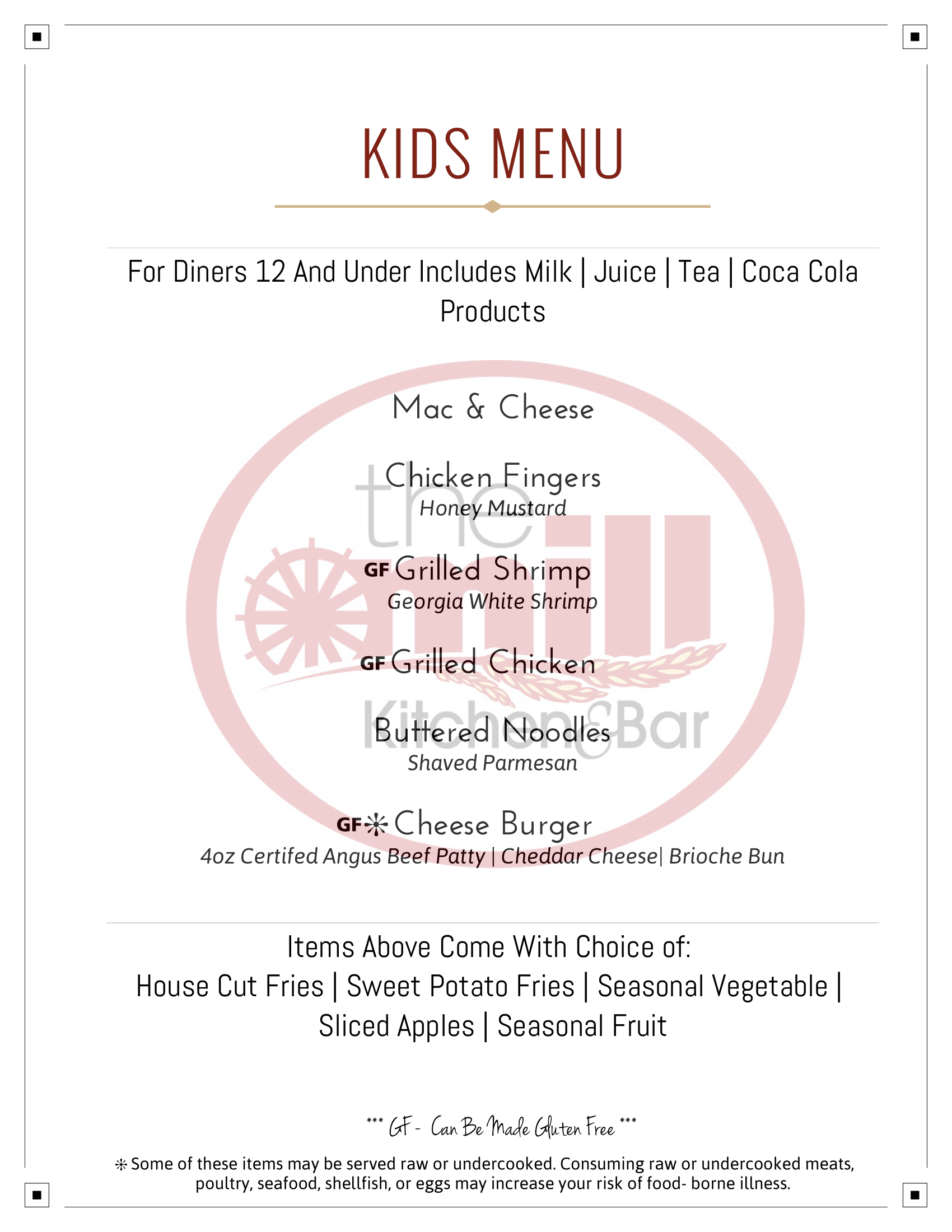 kids menu