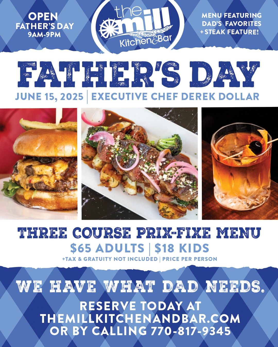 father's day at The Mill Kitchen and Bar