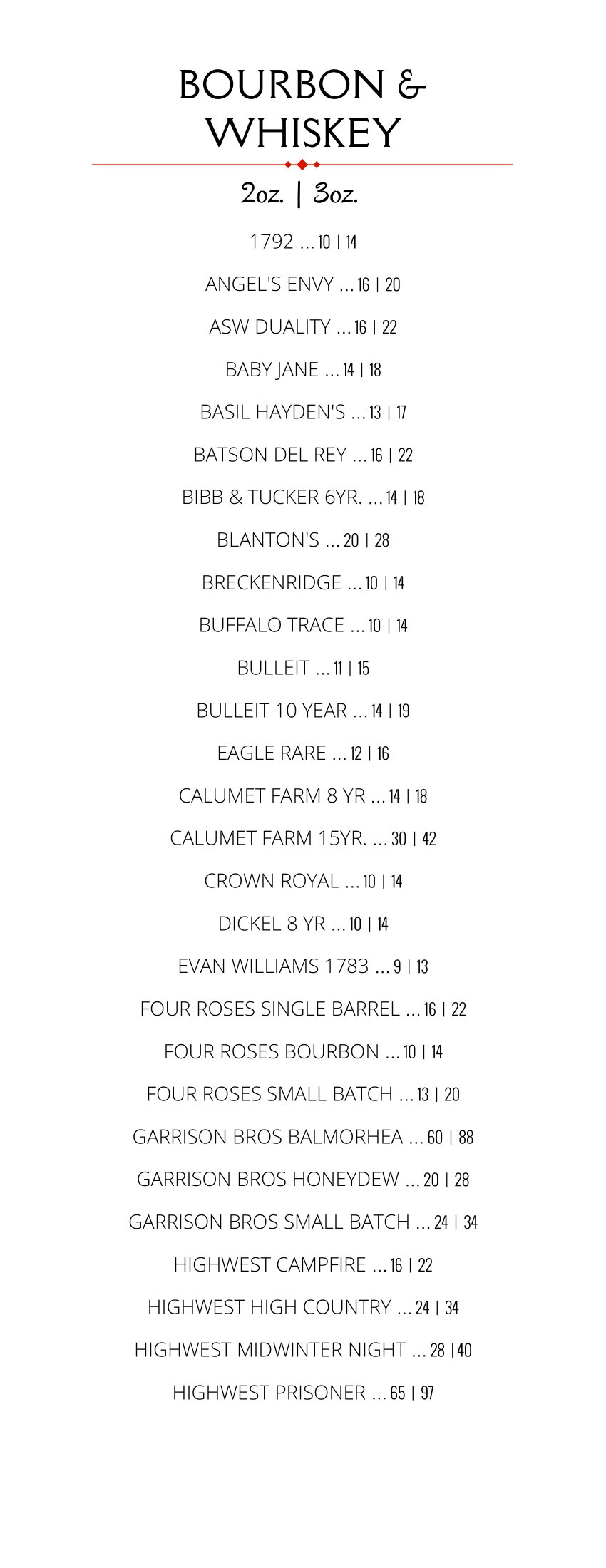 whiskey list