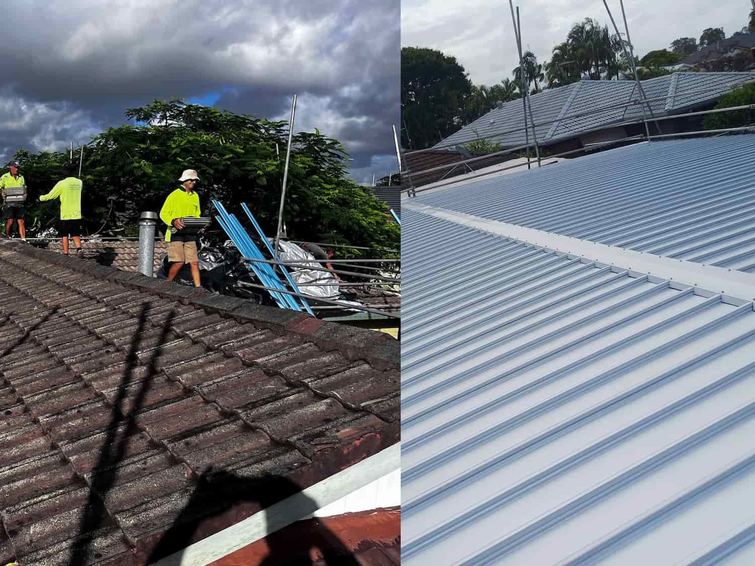 A Group Of People Are Standing On Top Of A Roof — Rooftech Roofing Services in Ballina, NSW