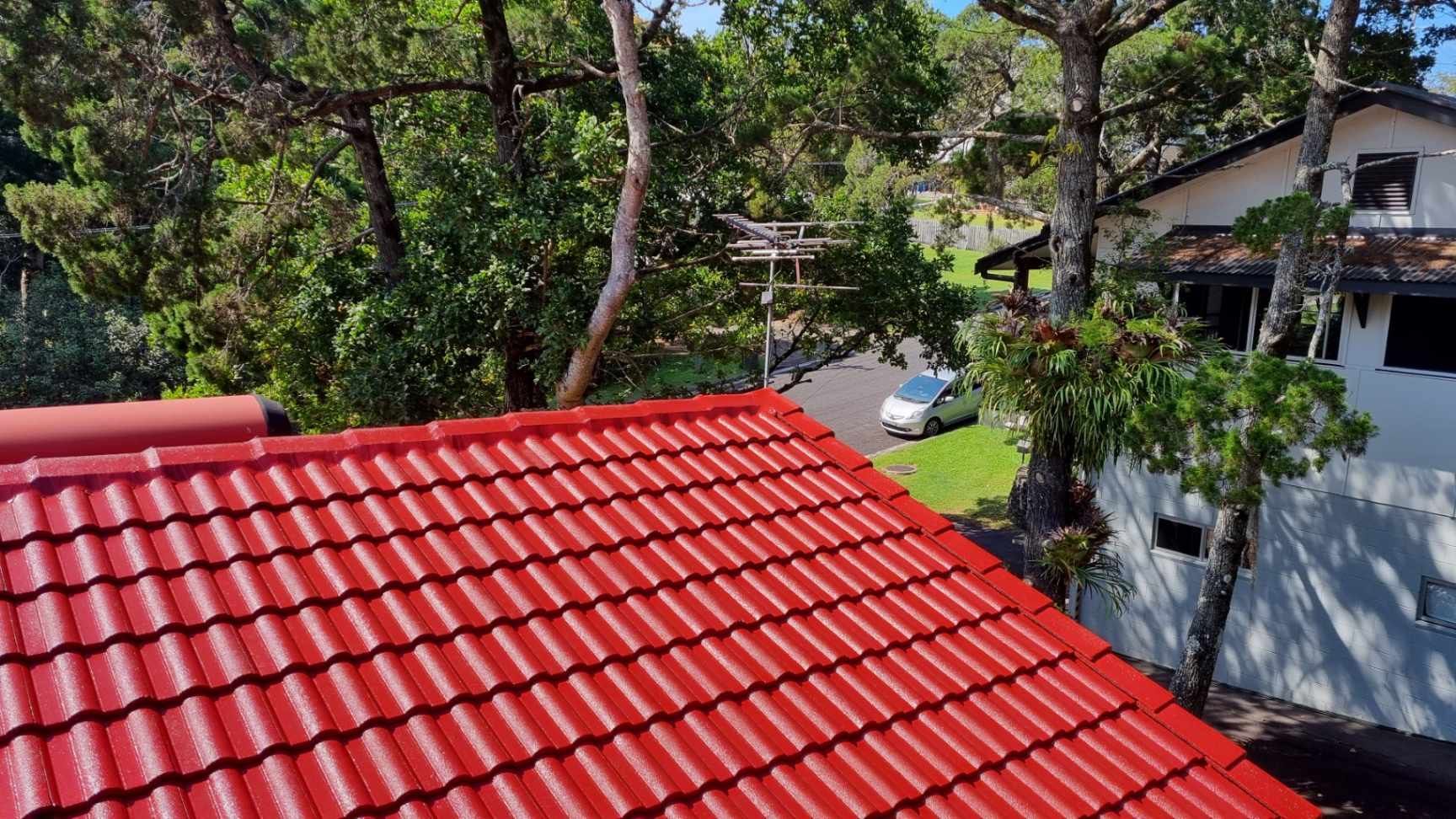 Roof Repainted Red — Rooftech Roofing Services in Ballina, NSW