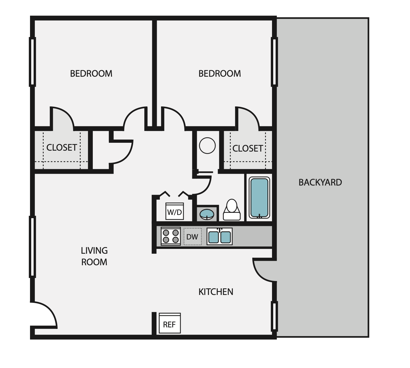 Two Bedroom, One Bath