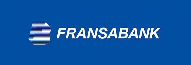 Fransabank logo: white text and symbol on blue background.