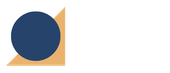 Dark blue circle overlapping a light orange triangle.