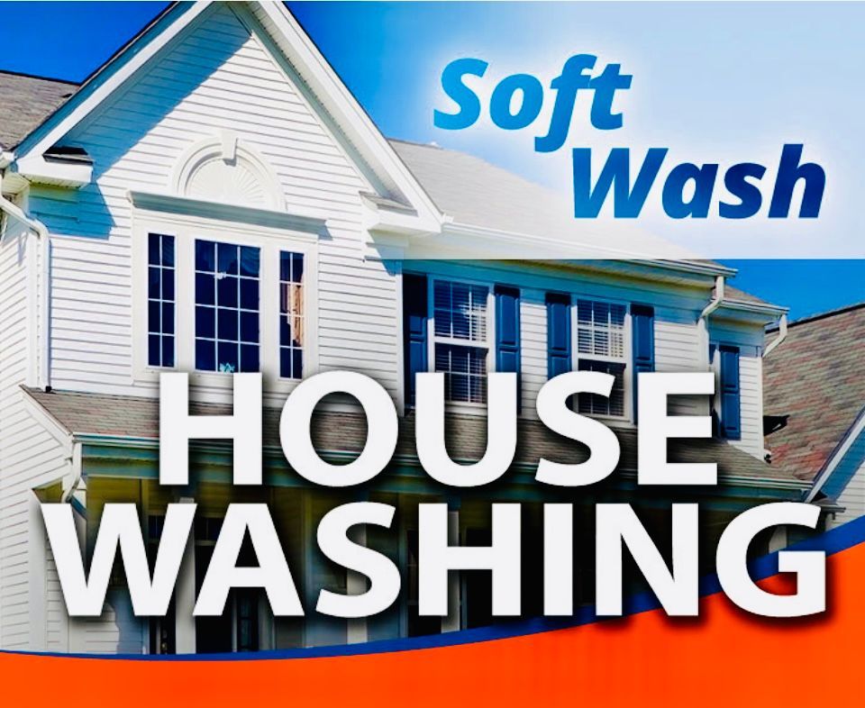 White house being soft washed, with 