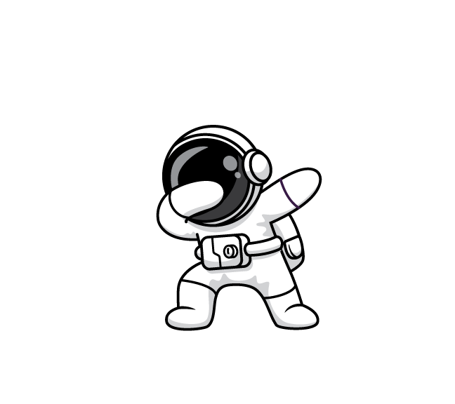 A cartoon of an astronaut dancing on a white background.