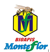Un logotipo para Bioapis Monteflor con una abeja.