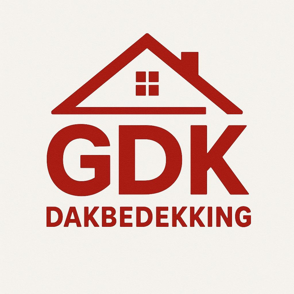 Rood logo voor GDK Dakbedekking met een huisdakpictogram boven de vetgedrukte tekst 