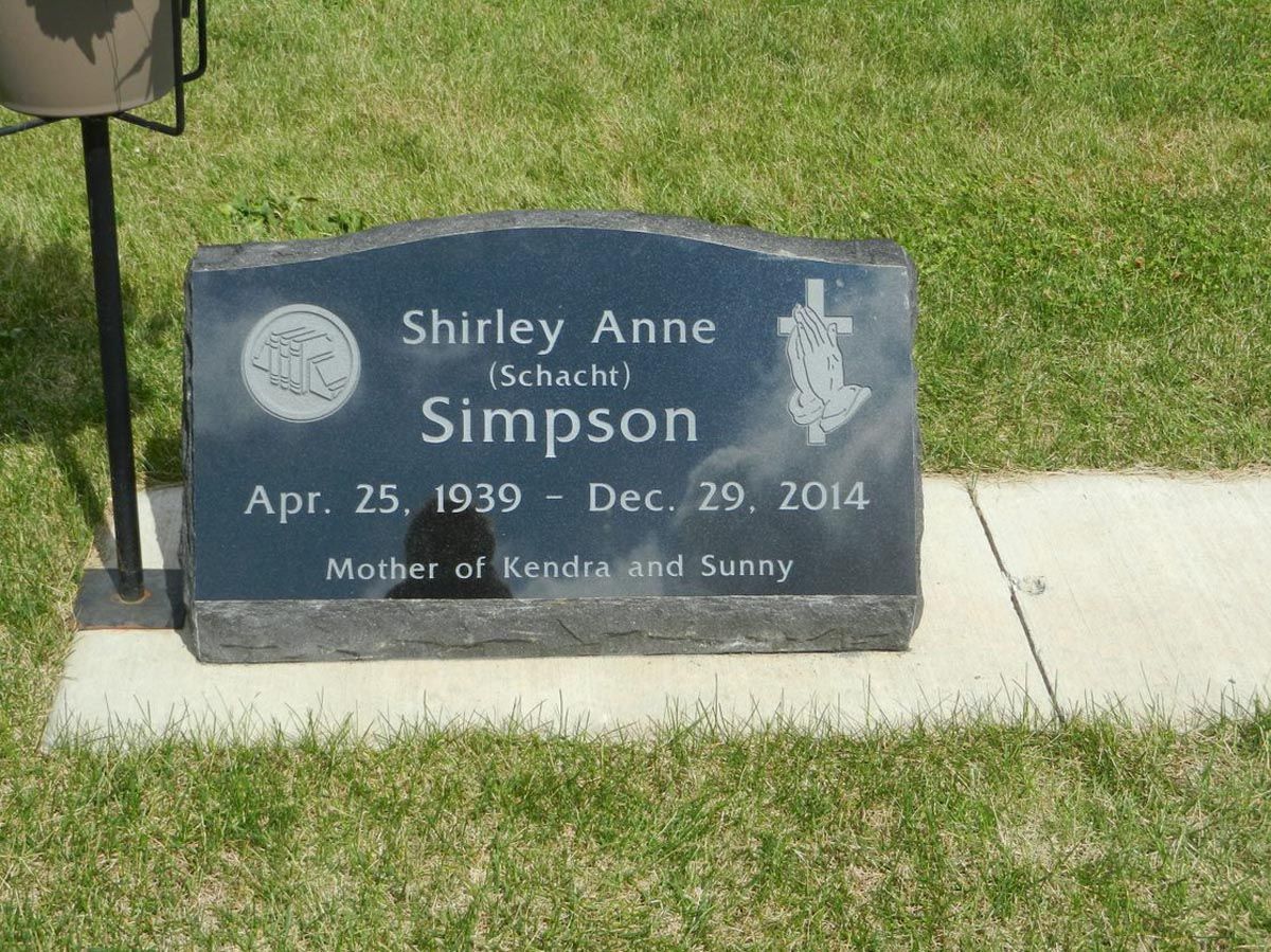 A gravestone for shirley anne simpson who died in 2014