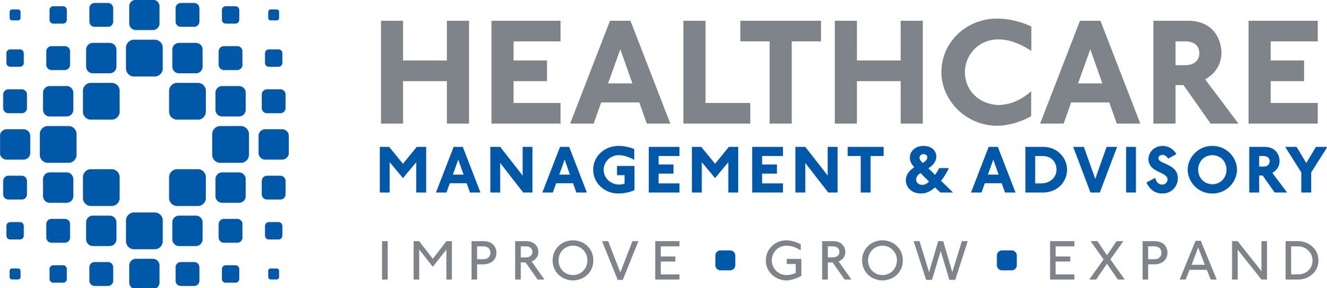The logo for healthcare management and advisory improve grow expand