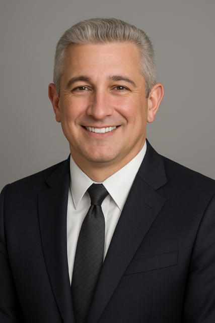A man in a suit and tie is smiling for the camera.