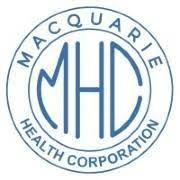The logo for the macquarie health corporation is a blue and white circle.