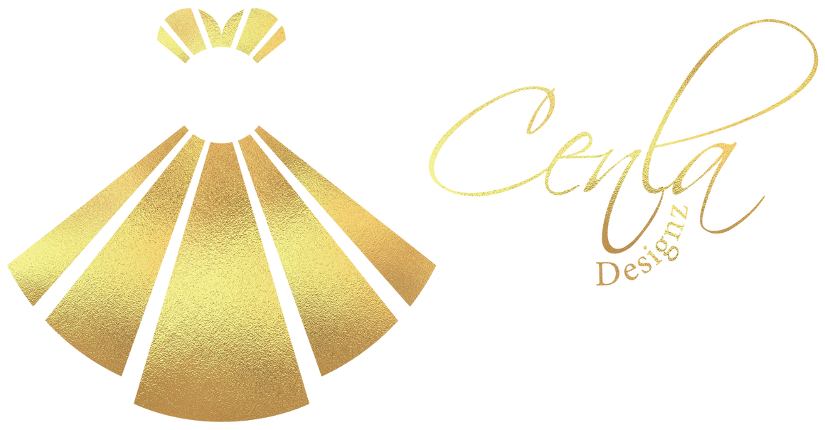 a gold logo for a company called Cenla Designz