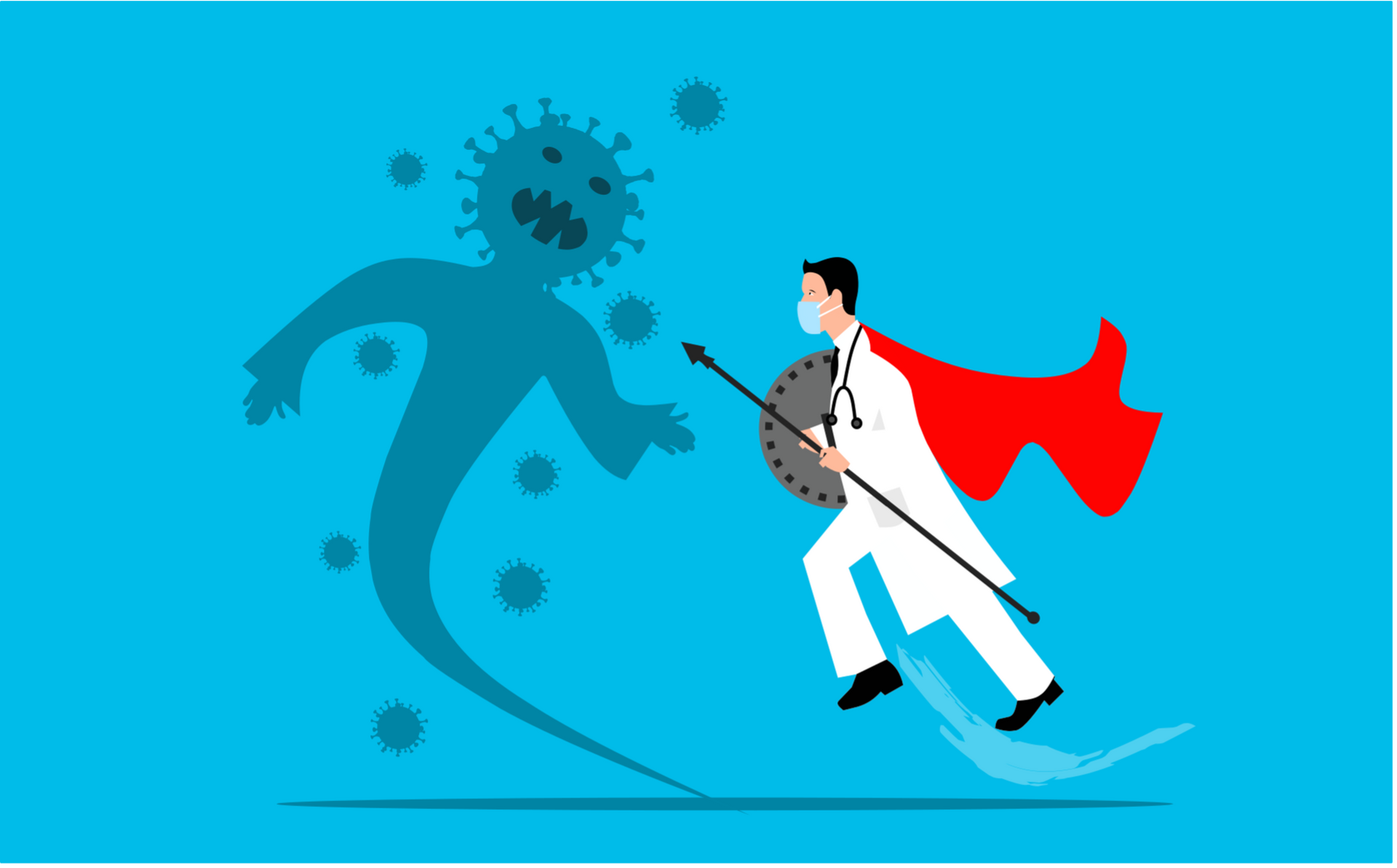 Doctor with cape Fighting a virus