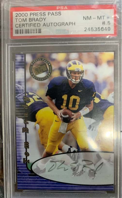 A 2000 press pass tom brady certified autograph