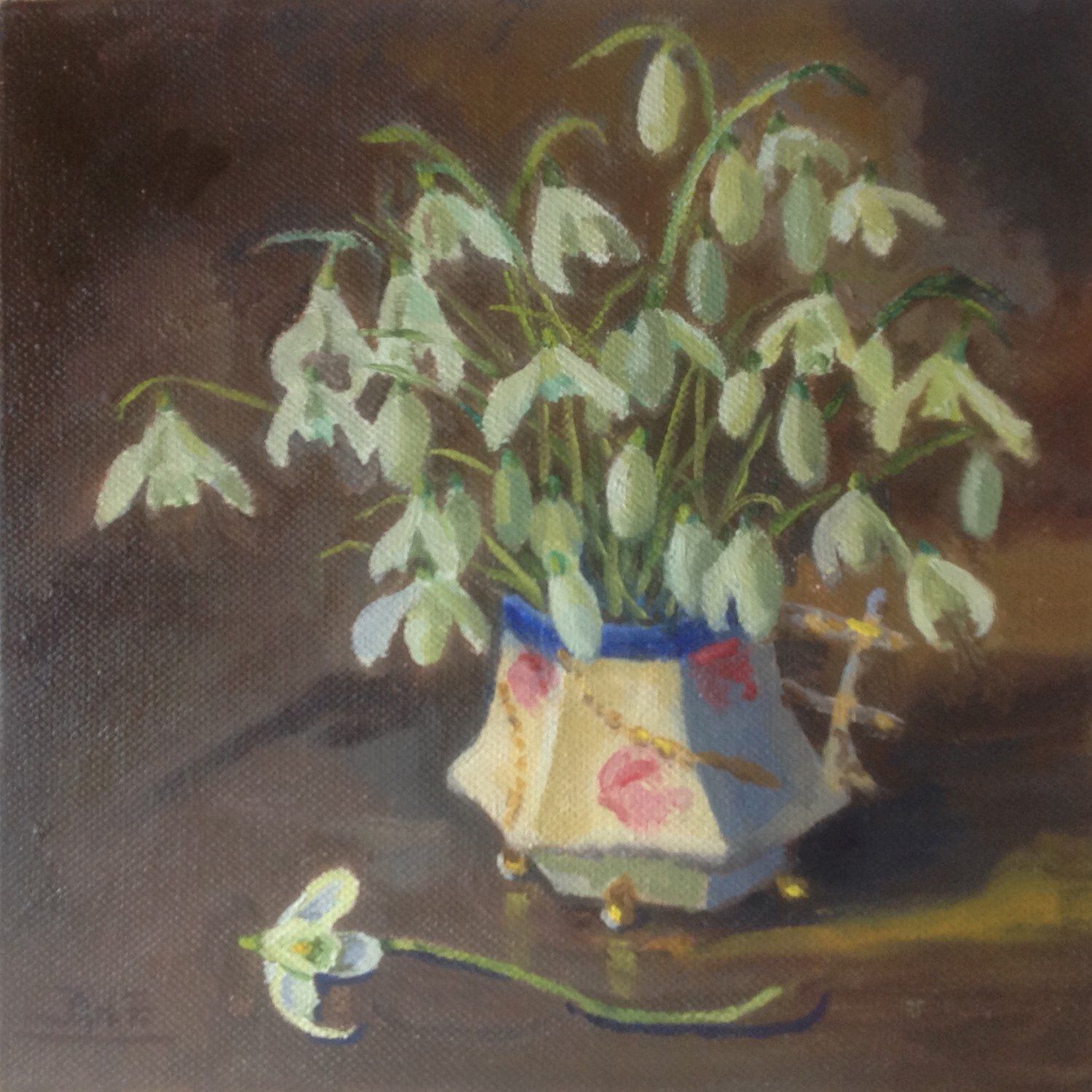 Snowdrops in an Antique Coffee Cup - Dorothy Fisher