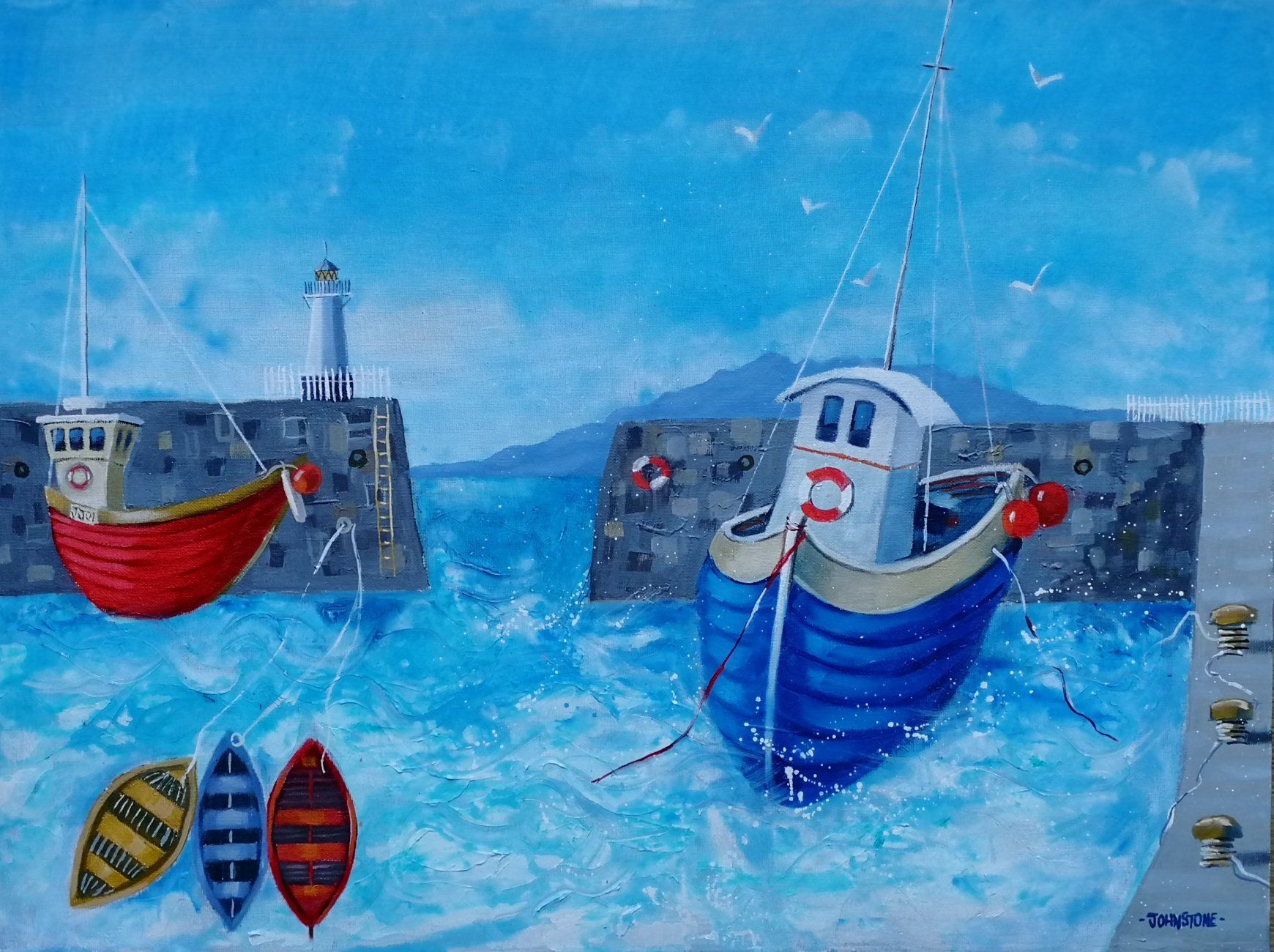Red boat, blue boat by Lynne Johnstone