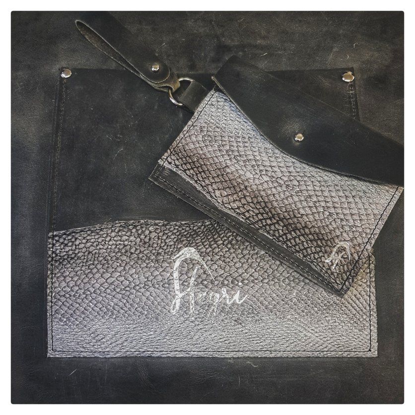 Kelly Espindola - Grey Leather and Icelandic Salmon Leather Bag & Purse