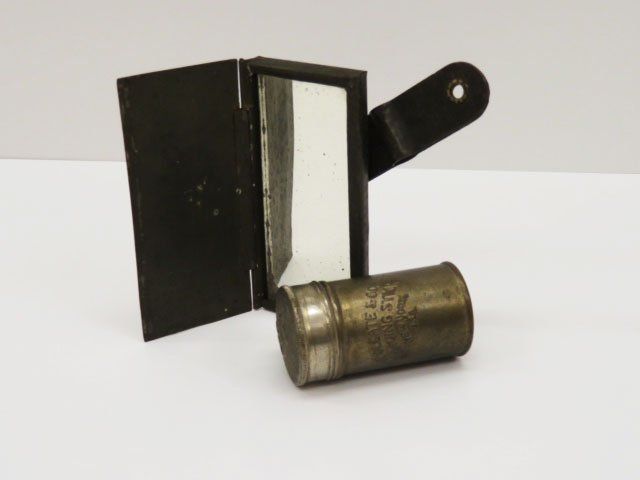 Trench Mirror and Colgate Shaving Stick Tin