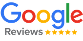 A google review logo with five stars on it.