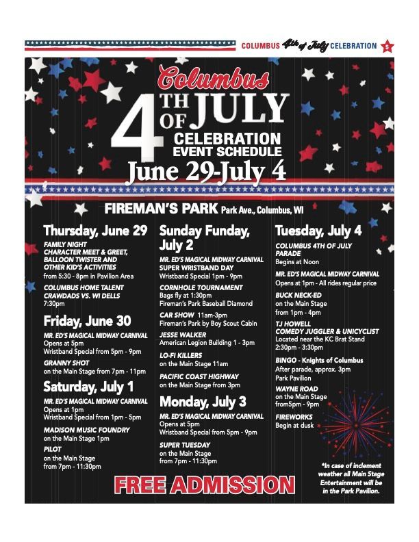 4th of July Events | Columbus, WI | Independence Day