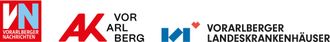 Logobalken mit den Partnern des Pflegeawards: Vorarlberger Nachrichten, Arbeiterkammer und Vorarlberger Landeskrankenhäuser