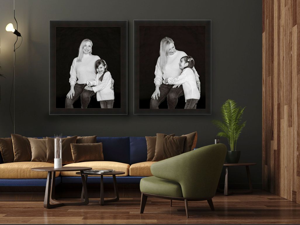 Framed Black and White Family Portrait