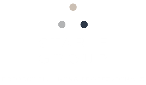 Logo for Stable Group: Project Planning Professionals, featuring three small circles above the company name text.